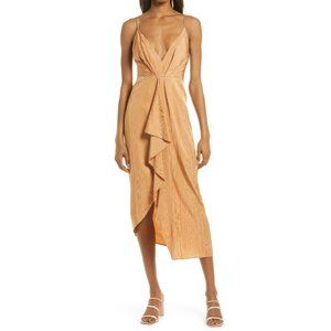 NWT Significant Other Samantha Textured Lined Satin Cocktail Dress Womens 4 Sand